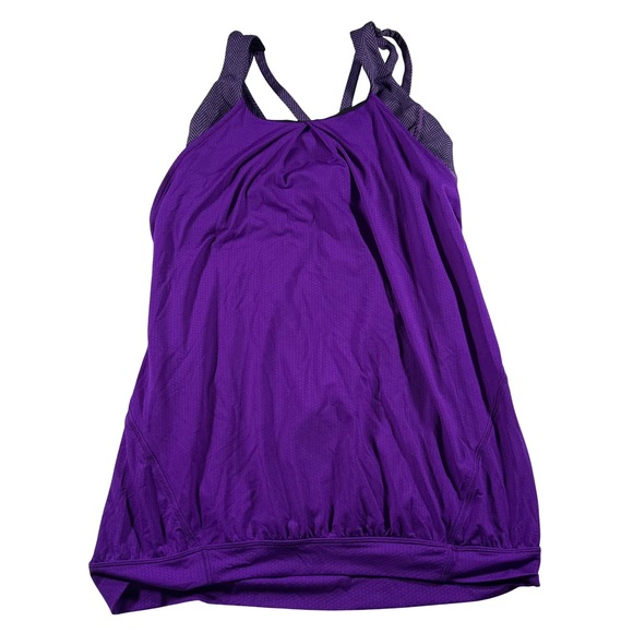 lululemon athletica Tops - Lululemon No Limits Tank Top Purple Herringbone Built In Bra Size 8 Yoga Gym